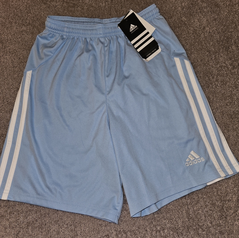 Adidas Girls Shorts L Large Soccer Basketball NWT NEW Blue Climalite